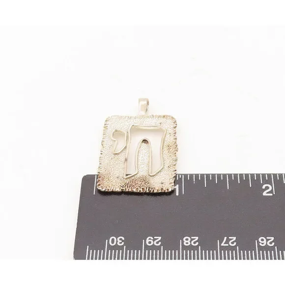 925 Sterling Silver Vintage Pendant ISRAEL Cutout Chai Jewish PT22595 - Picture 5 of 5